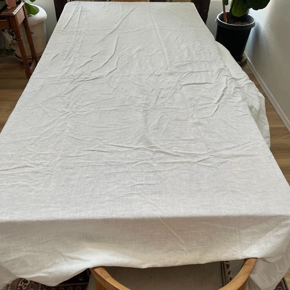 Sonoma Off White Fitted & Flat Sheet Set Queen Cotton Linen Blend